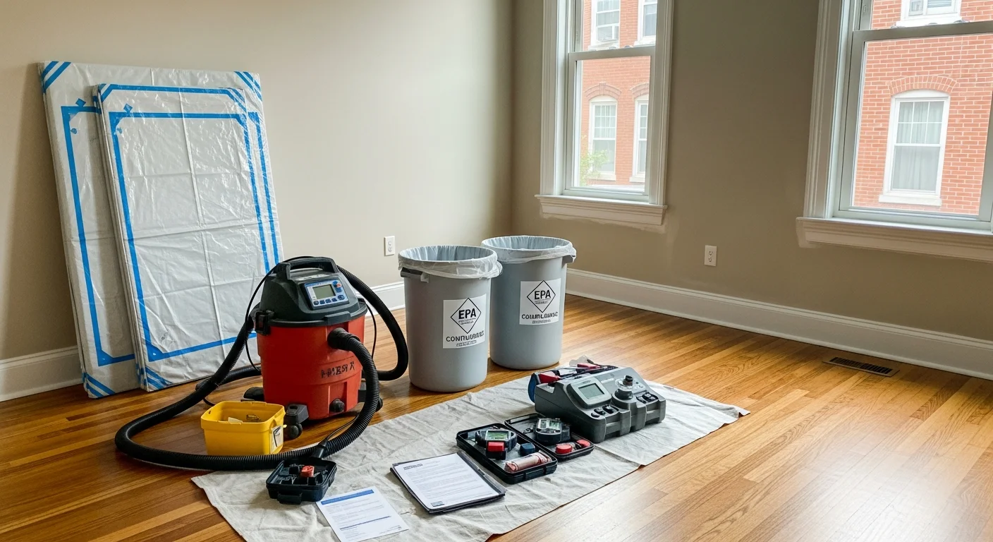 Lead abatement specialist performing safe lead removal in residential property