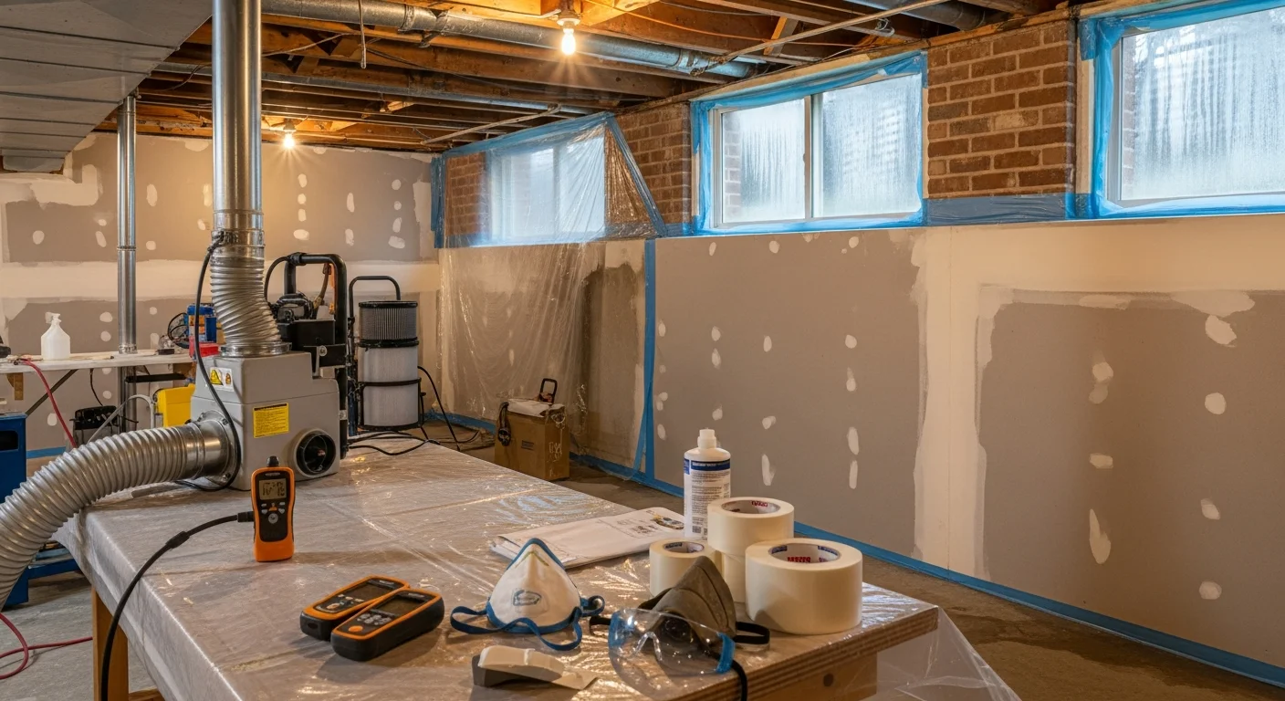 Mold remediation specialist removing mold contamination from residential wall