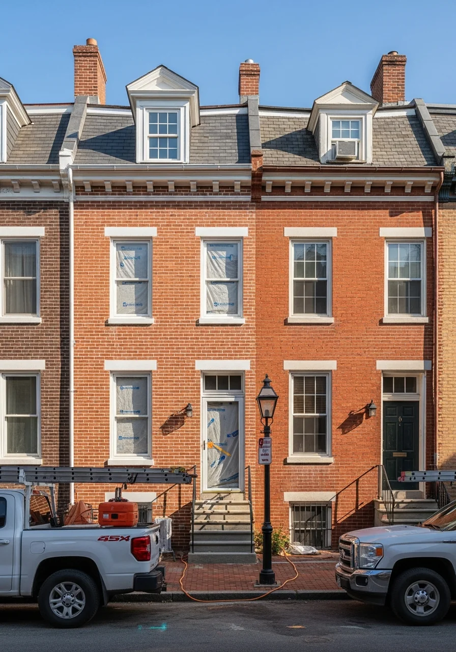 Maryland contractor team standing in front of a completed residential project, showing professionalism and local expertise.