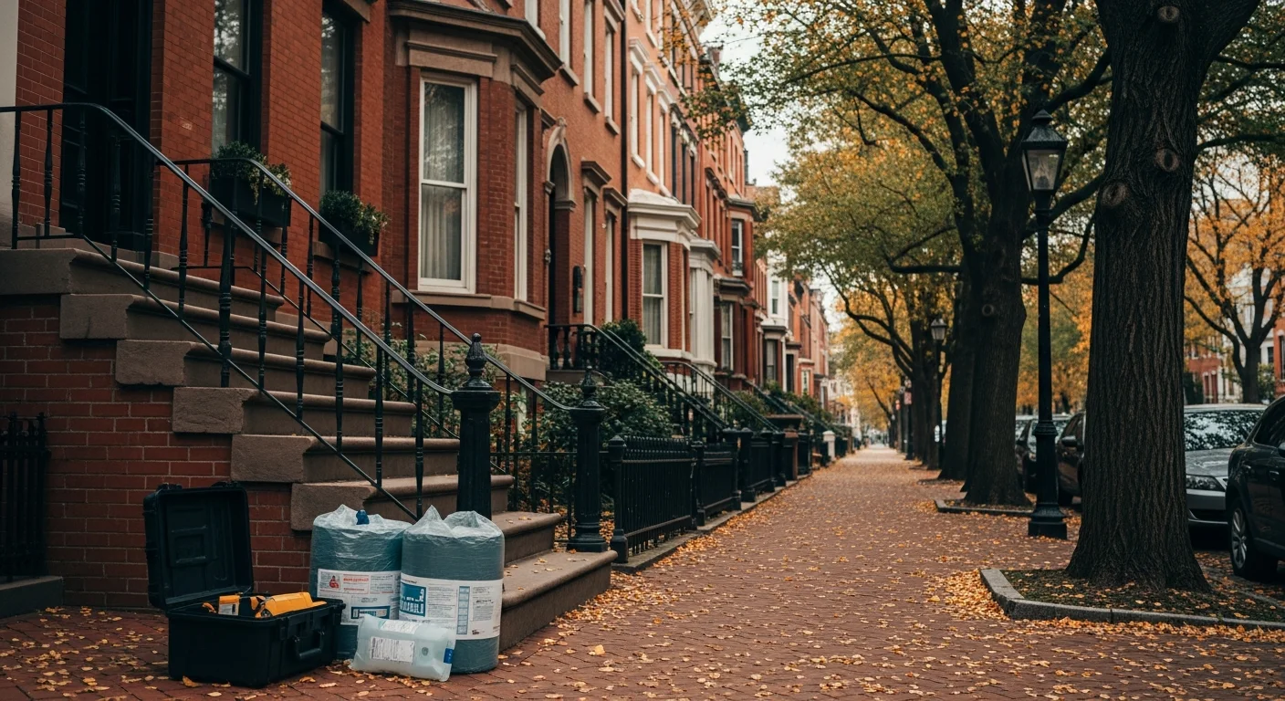 Historic row houses and tree-lined street in a Washington DC neighborhood, showing well-maintained facades and brick exteriors typical of Capitol Hill or Georgetown.